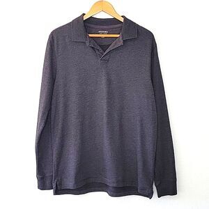 SONOMA Gray Casual Collared Long Sleeve Polo Shirt size M Cotton